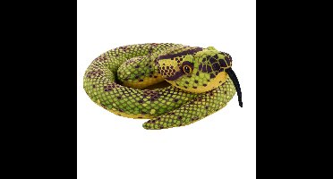 Pluche anaconda boomslang knuffel - groen - 91 cm - reptielen - slangen knuffeldieren