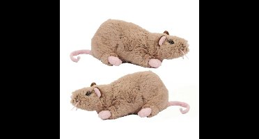 Pluche rat knuffel - Set van 2x stuks - bruin - 22 cm - ratten - Dieren - Speelgoed