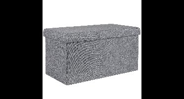 Poef - hocker - opbergbox - grijs - polyester/mdf - 76 x 38 cm - opvouwbaar