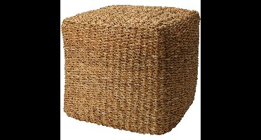 Poef Nature - vierkant - gevlochten zeegras - D40 x H40 cm - bijzet stoeltjes