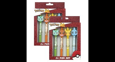 Pok?mon Balpennen - set 8x stuks - multi kleuren - kantoor/school - uitdeelcadeautjes