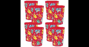 Pok?mon thema drinkbeker - 10x - rood - kunststof - 250 ml - onbreekbaar - kinder bekers