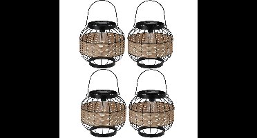 Pro Garden - 4x - Solar lantaarn - metaal - 24 x 24 cm - tuinverlichting