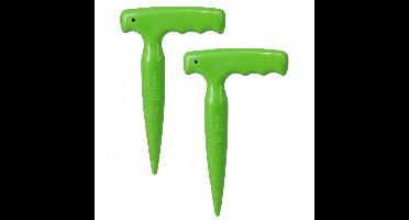 Pro Garden Planter voor zaden - 2x - pootstok met handgreep - groen - PP - 11 x 18 cm