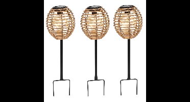 Pro Garden Solar tuinlamp / prikspot - 3x - warm wit - 13 x 13 x 52 cm - tuinverlichting