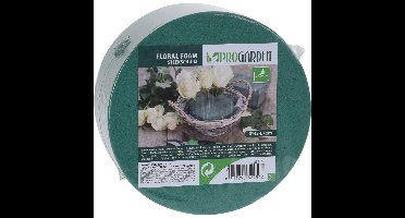 Pro Garden Steekschuim - nat - rond - groen - D14 x H7 cm - voor echte bloemen - floral foam