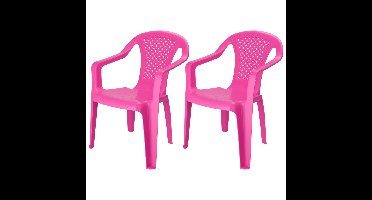Pro Garden Stoeltje voor kinderen - 2x - roze - 52 cm - binnen en buiten - kunststof