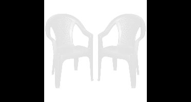 Pro Garden tuinstoel Como - 2x - wit - kunststof - 56 x 55 x 83 cm - bijzet stoelen