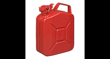Pro Plus Jerrycan - 5 liter - metaal rood - geschikt voor brandstof - benzine / diesel - 28x20x32 cm