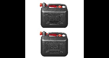 Pro Plus jerrycan/benzinetank - 2x - zwart - 10 liter - Voor benzine/diesel