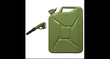 Proplus Metalen jerrycan - groen - voor brandstof - 20 liter - incl. schenktuit van 24 cm