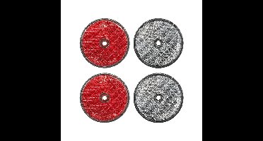 ProPlus Reflector Set - 4 stuks - 2x rood - 2x wit - schroefbevestiging - 60 mm - rond