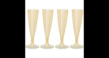 Prosecco/champagneglazen - 4x - geel - kunststof - 130 ml - herbruikbaar