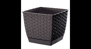 Prosperplast Plantenpot/bloempot - rotan kunststof - 19 x 16 cm - bruin