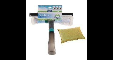 Raamwisser/Raamtrekker met zeemspons - 3 in 1 - zwart - kunststof - 26 cm