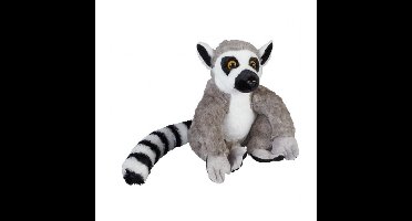 Ravensden pluche knuffel ringstaart maki aapje - 30 cm - apen dieren knuffels - grijs/zwart