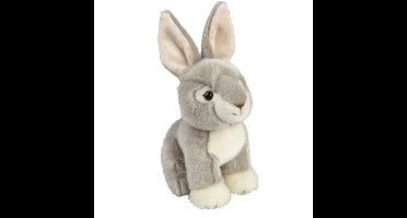Ravensden Pluche konijn/haas - knuffel konijn - zittend 18 cm - speelgoed knuffel