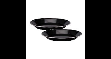 Redcliffs Campingborden - 2x stuks - zwart - 24 x 2 cm - emaille - kamperen/outdoor - borden