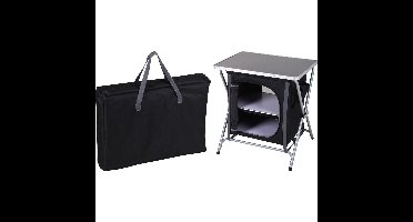 Redcliffs Campingkast - 2 lagen - zwart - polyester / aluminium - 40 x 40 x 55 cm - opvouwbare opber