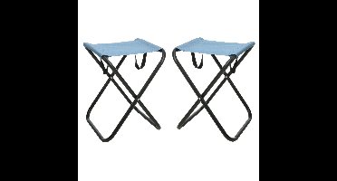 Redcliffs Outdoor Camping/outdoor krukje - 2x - Inklapbaar - blauw - metaal/polyester - 30 x 60 cm