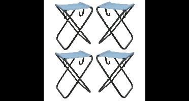 Redcliffs Outdoor Camping/outdoor krukje - 4x - Inklapbaar - blauw - metaal/polyester - 30 x 60 cm