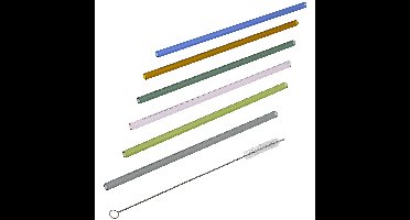 Rietjes recht - set 6x - glas - met rager - gekleurd - 23 cm