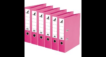 Ringband map/ordners A4 - Set van 6x stuks - roze - 31 x 28 x 7 cm - Documenten opbergen - Kantoorar