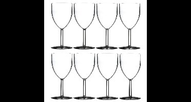 Rosti Mepal Wijnglazen - 8x - kunststof - 300 ml - 8 x 16 cm - outdoor/camping
