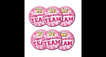 Roze vrijgezellen team button - 6x - dames - bachelor party - pre huwelijk feestje