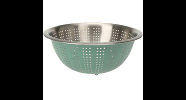RVS keuken vergiet/zeef - afgieten etenswaren - mintgroen - 27 x 12.5 cm