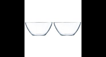 Salade schaal/slakom - 2x - 28 cm - transparant - glas - rond