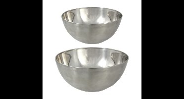 Salade/serveer schalen - mat zilver - RVS - 29 en 23 cm - serveerschalen - keuken accessoires