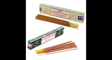 Satya Wierook cadeaus set - 2x geurstokjes - Jasmijn en Patchouli Forrest geur - Meditatie