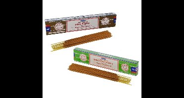 Satya Wierook cadeaus set - 2x geurstokjes - Palo Santo en Patchouli geur - Meditatie