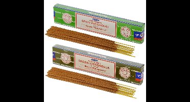 Satya Wierook cadeaus set - 2x geurstokjes - Patchouli en Citronella geur - Meditatie