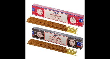 Satya Wierook cadeaus set - 2x geurstokjes - Rozen en Black Opium geur - Meditatie