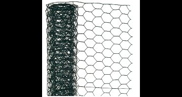 Schermgaas - groen - geplastificeerd staal - 50 x 1000 cm - zeskantig maaswijdte 25 x 25 mm