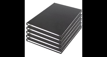 Schoolschriften - 5x - A4 - 80 pagina's - harde kaft - gelinieerd - zwart - notitieboek