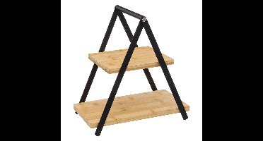 Secret de Gourmet Etagere/dienblad - 2-laags - Bamboe - Zwart/beige