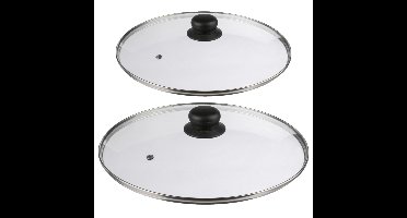 Secret de Gourmet - Set van 2x universele glazen pannendeksels - voor pannen van dia 16 en 20 cm