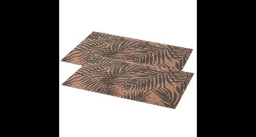 Secret de Gourmet tafel placemats Palm Tree - Set van 8x stuks - grijs/bruin - linnen mix - 45 x 30