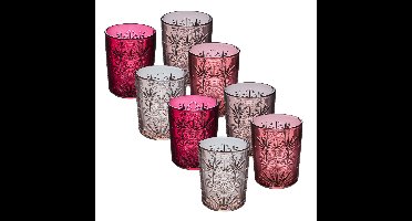 Secret de Gourmet Waterglazen / drinkglazen Ayla - 8x - transparant roze - 350 ml