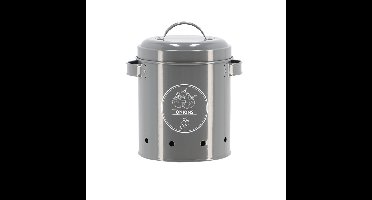 Secrets du Potager Uien bewaar pot/blik - metaal - grijs - 17 x 20 cm - voorraad/bewaar pot