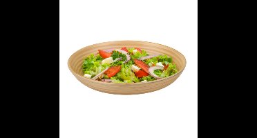 Serveerschaal/saladeschaal - D25 x H5 cm - bamboe - naturel - platte schaal