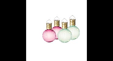 Set van 10x stuks buiten led roze en groene lampion solar verlichting 11 cm