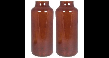 Set van 2x bloemenvazen - bruin/transparant glas - H35 x D15 cm