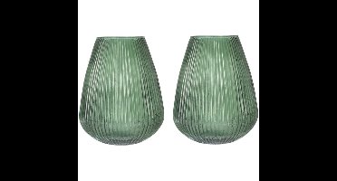 Set van 2x Excellent Houseware glazen vaas / bloemen vazen - groen - 25 x 37 cm