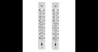 Set van 2x kunststof thermometer voor binnen en buiten 28 cm