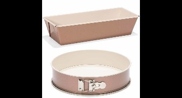 Set van 2x rose gouden bakvormen voor cake en taart 25 en 20 cm