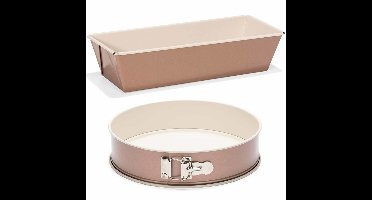Set van 2x rose gouden bakvormen voor cake en taart 25 en 22 cm